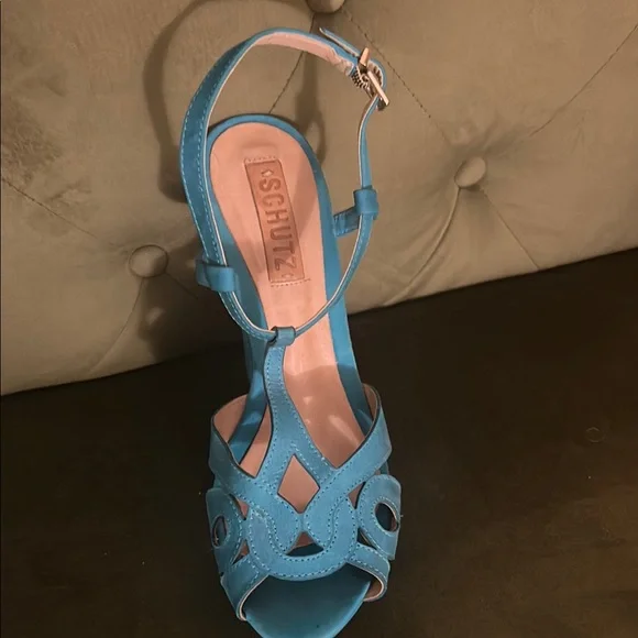 SCHUTZ Blue Heels Elegant Design sz 9 - Picture 2 of 5